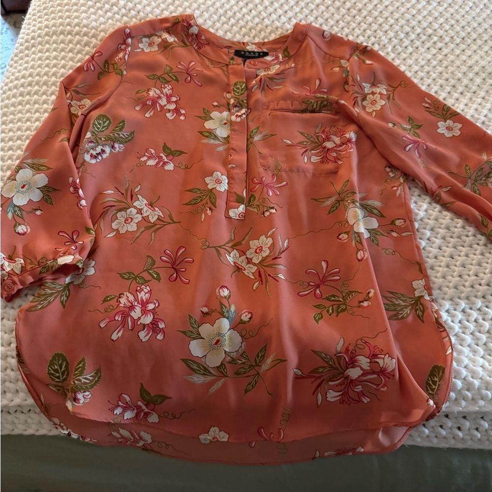 Grace Coral Floral Blouse